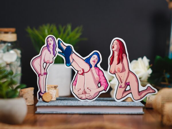 Sticker bundle featuring sexy, busty women with edgy and sensual erotic designs, including nude depictions of breasts, buttocks, and explicit NSFW themes.